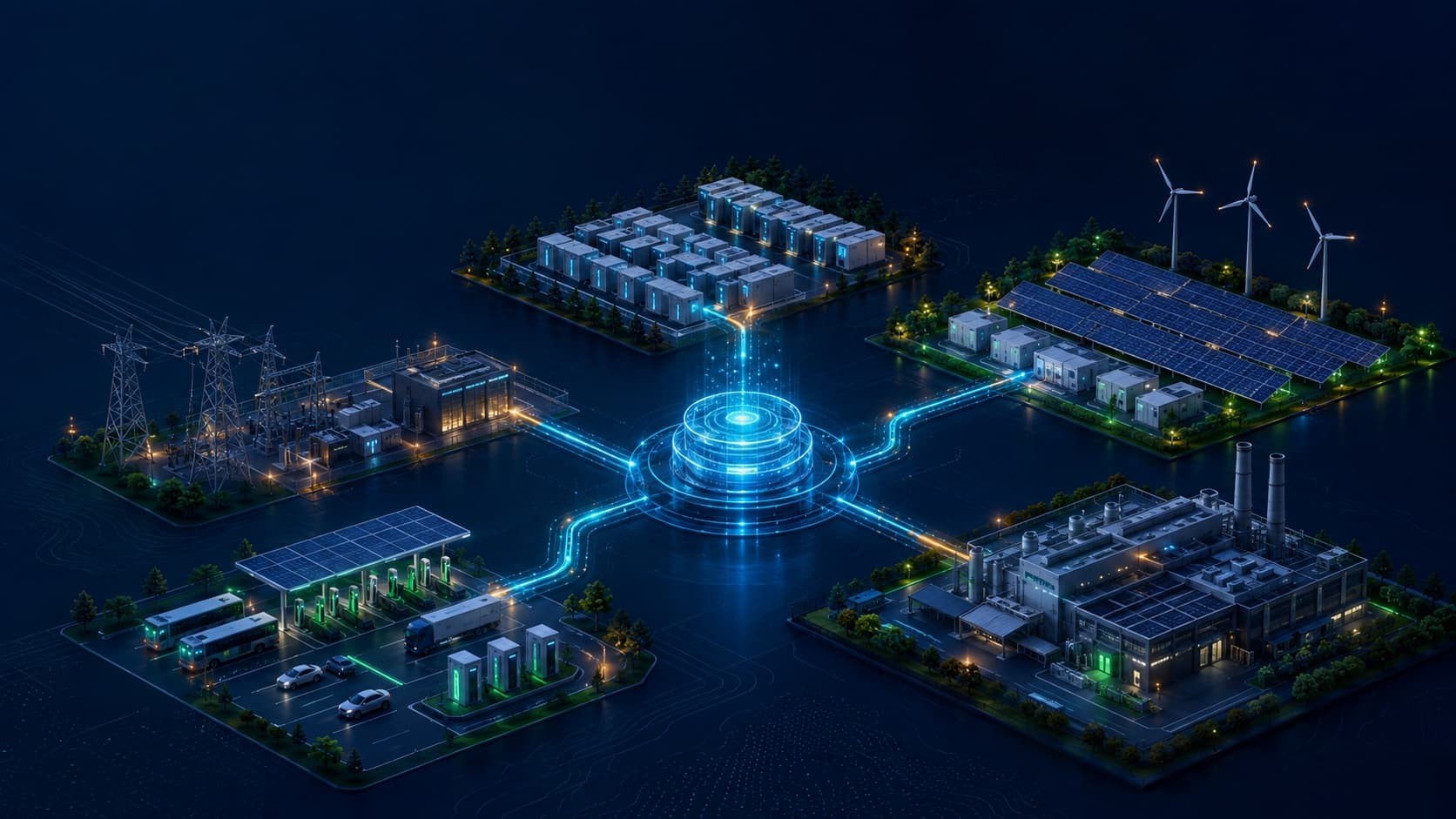 Conceptual energy portfolio with renewable generation and battery storage