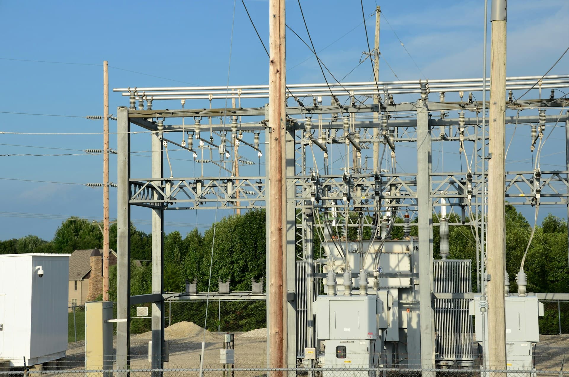 Real high-voltage substation and transmission infrastructure
