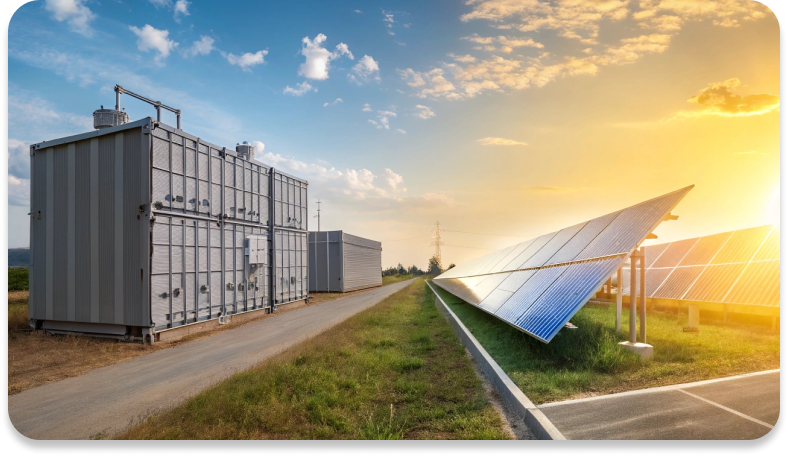 Solar panels in a field